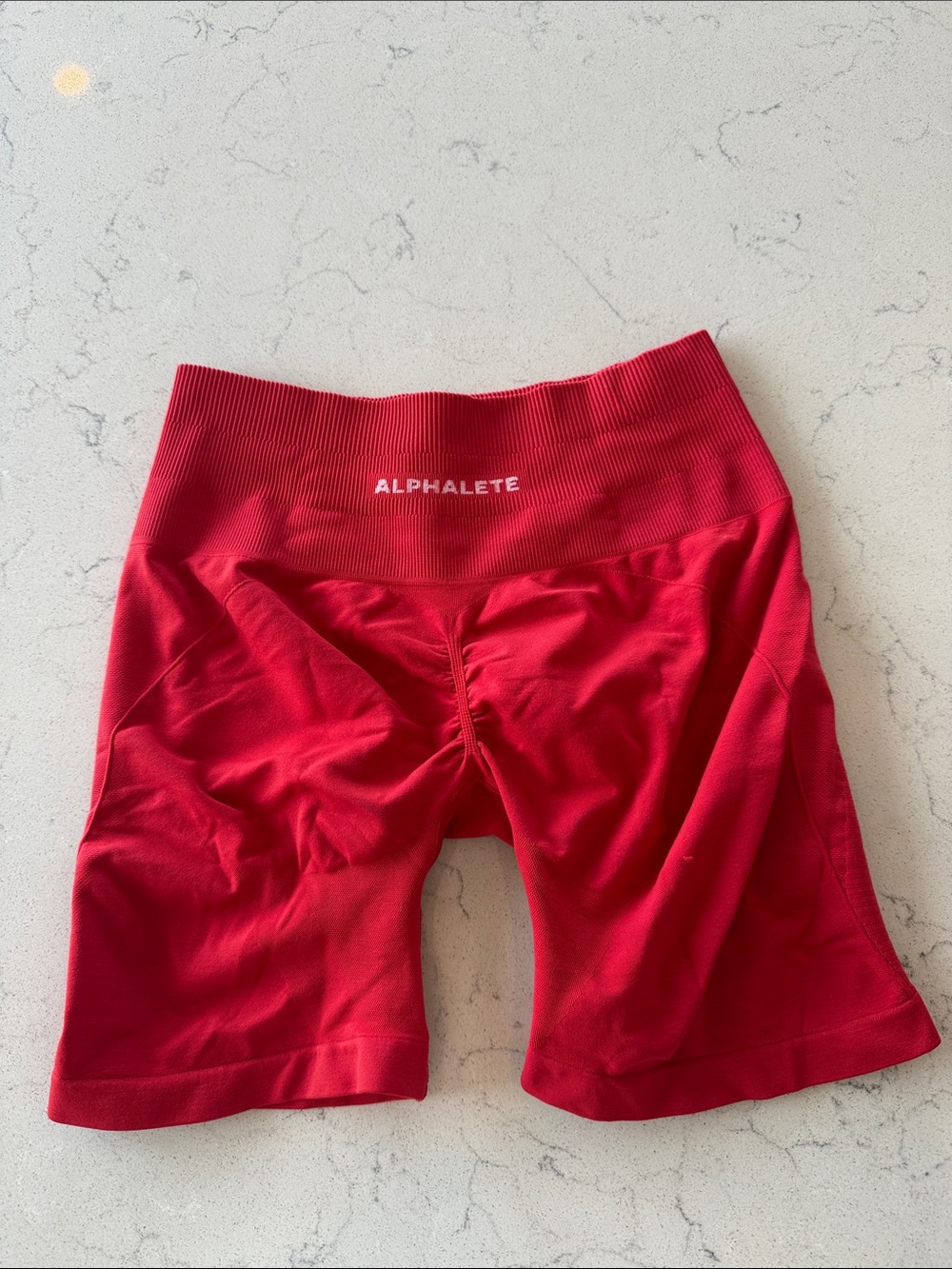 Alphalete Women's Red High-Waist Scrunch Bike Shorts